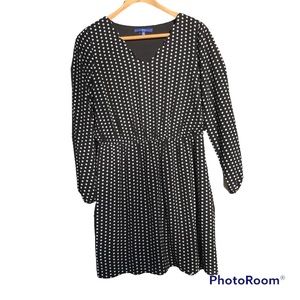 Polka Dot Long Sleeve Elastic Waist Dress